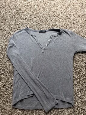 Brandy Melville Gray Long Sleeve Henley Top